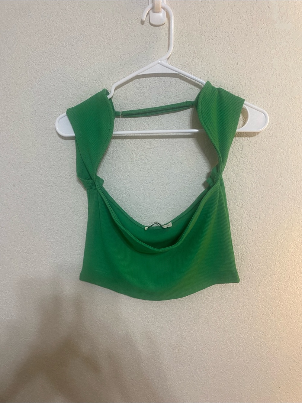 Knot-Shoulder Green Crop Tank Top - Women
